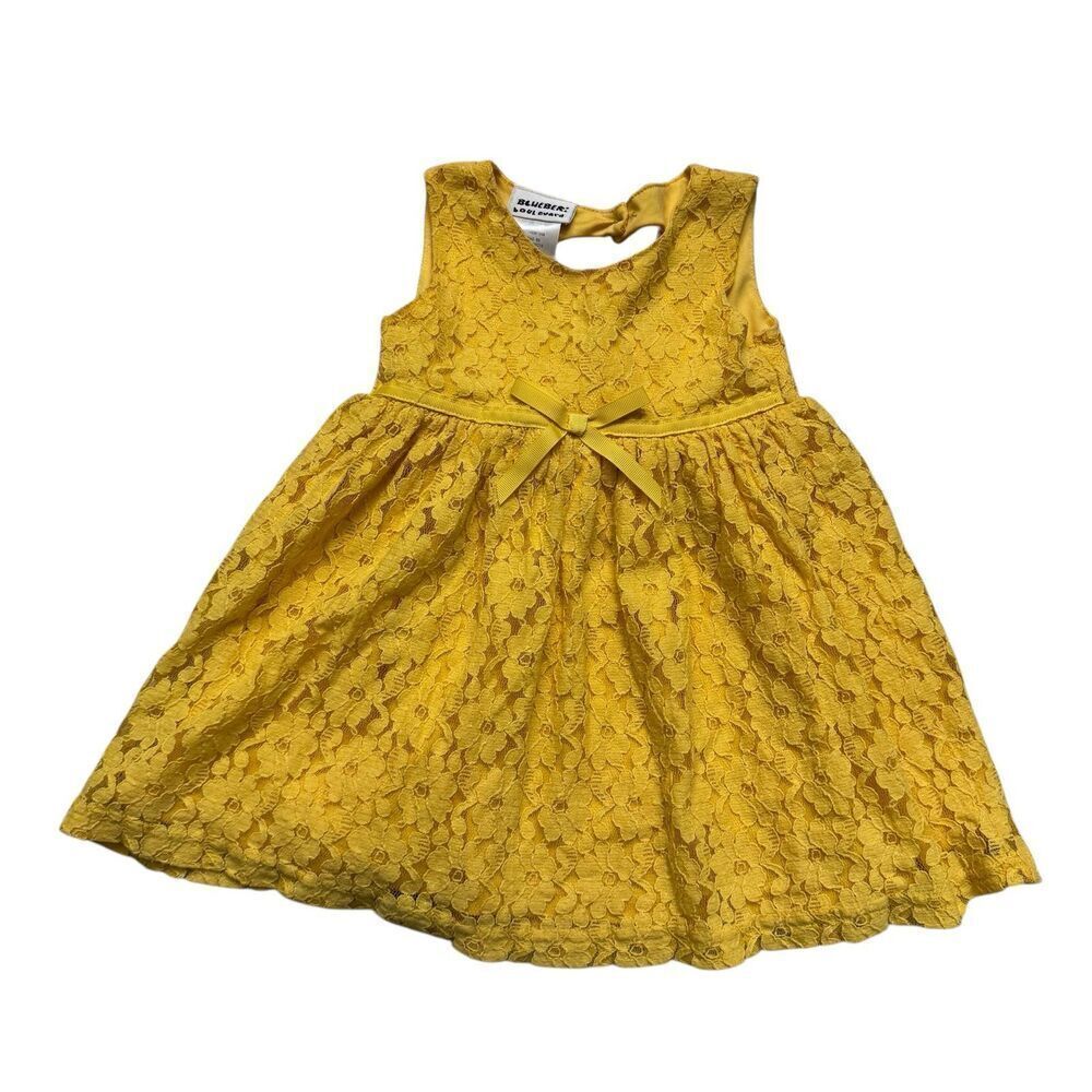 Blueberi Boulevard Yellow Lace Baby Girl Dress 18M Sleeveless Lined
